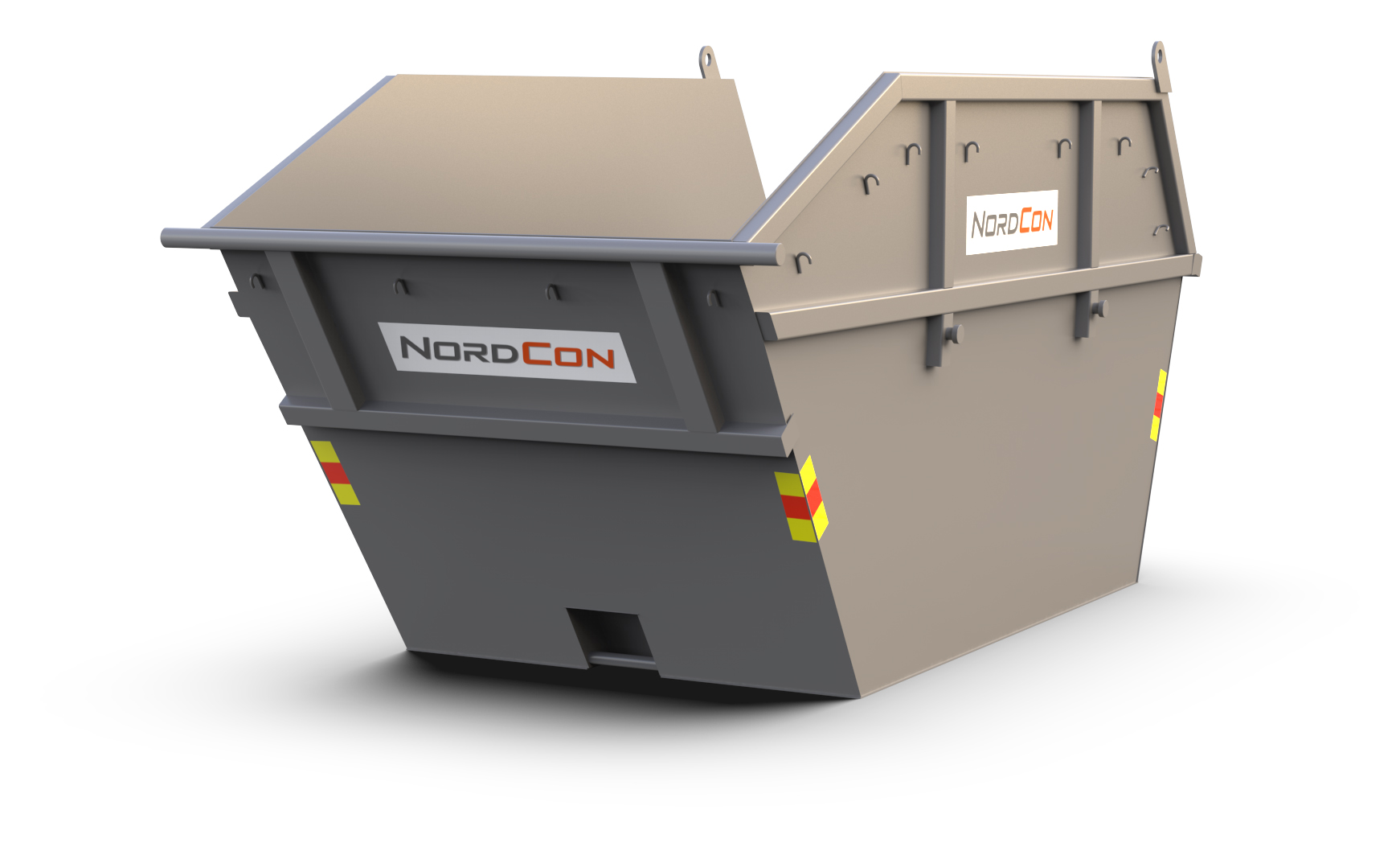 Bilde av en grå, åpen kombi container