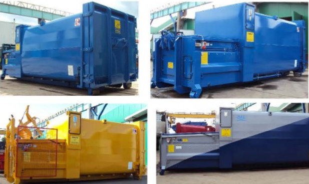 Bildet viser komprimerende containere